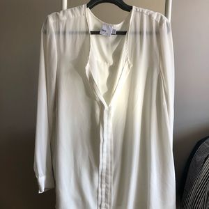ASOS Curve Plus White Long-Sleeve Tuxedo Blouse